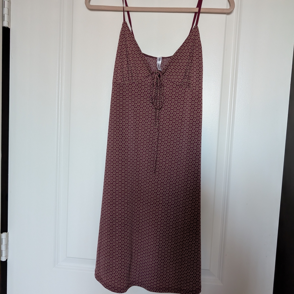 Burgundy Patterned Spaghetti Strap Dress